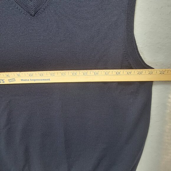 Brooks Brothers Sweater Vest Men L Merino Wool Knit Vneck Blue Preppy Office - Picture 6 of 9